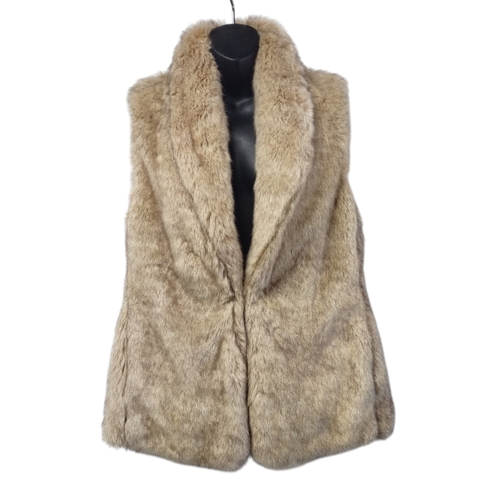 Sanctuary Classic Womens Faux Fur Vest Brown Tank Hook Closure Size M